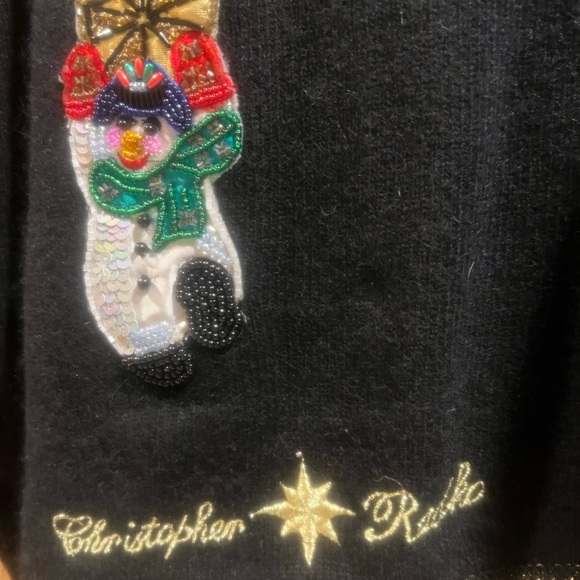 UGLY🤣CHRISTMAS SWEATER by CHRISTOPHER RADKO BellePointe ~ Black ~Large - Picture 7 of 9